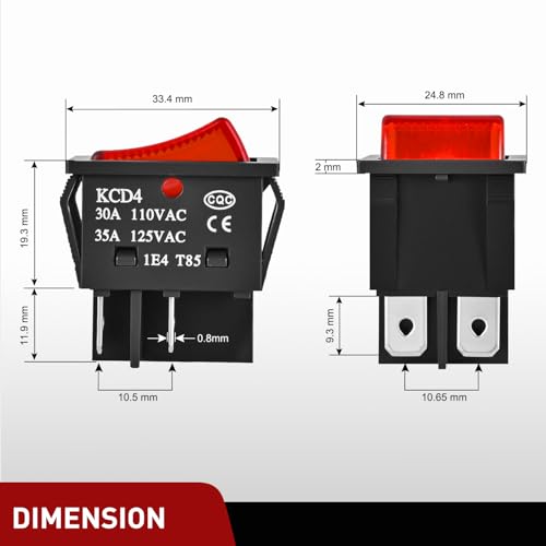 Image of Nilight 3PCS DPST Rocker Switches Red Lighted