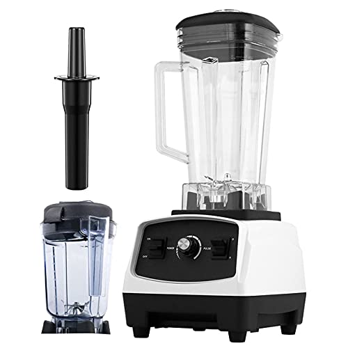 Licuadora de alta velocidad de 2L para hacer batidos, exprimidor de alimentos con tarro de molienda en seco de 900 ml para sopa, pescado, hielo, postre helado, batidos y batidos, rojo (blanco)