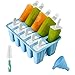 Moldes para Helados de Silicona, Reutilizable Molde para Hacer paletas para Hacer Helados, 12 Juego de Moldes para polos--10 Moldes de helado, 1Plegable Embudo,1cepillo de limpieza,libres de BPA