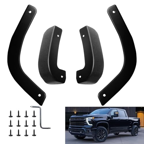 Mud Flap Delete Fit for Chevy Silverado 2019-2026 Mud Guards Compatible with Chevrolet Silverado 1500 Accessories Easy Install Without Drilling Includes Front and Rear Mud Guard Set (4pcs-Set)
