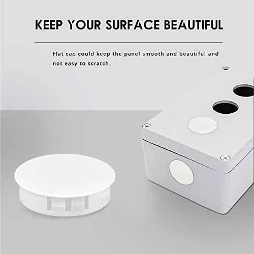 BOPOREAE 3/4\"(19mm) White Plastic Plugs Snap in Locking Hole Panel Plugs Fastener Covers for Kitchen Cabinet Furniture Electric Boxes, Door Screw Hole Cover, Sheet Metal Tube Pipe Choke Plug, 40PCS