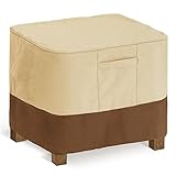 skyfiree Patio Square Side Table Cover Waterproof Outdoor Ottoman Cover with Padded Handles 26x26x17