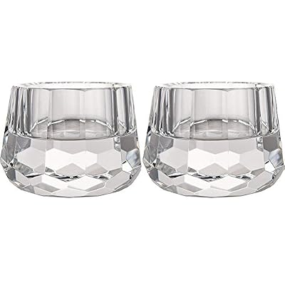 Donoucls Crystal Votive Tealight Candle Holders Home Decorations for Christmas Wedding Table 2.5" Diameter x 1.8" High Set of 2