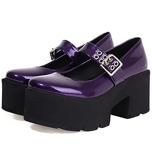 AIMODOR Womens Mary Jane Platform Goth Pumps Chunky High Heel Punk Ankle Strap Shoes2