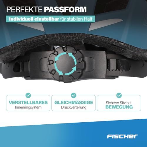 FISCHER Erwachsene Fahrradhelm, Radhelm, Cityhelm Urban Plus Chicago, L/XL, 58-61 cm, blau, mit integriertem LED-Rücklicht – Ansicht 6