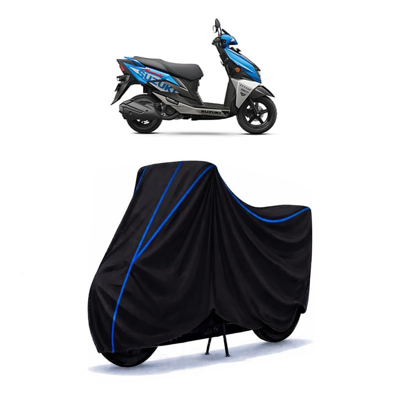 Image of Scooty Cover Water Resistant for Avenis 125 BS7 | Universal Scooter & Bike Cover | Heavy Duty UV Dust, Rain & Scratch Protection | Elastic Fit All Weather Indoor Outdoor | Black with Blue Piping