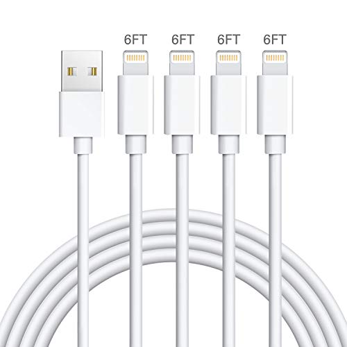 Sundix Phone Charger, 4Pack 6FT MFi Lightning Cable USB Charging Charger Compatible with iPhone 12/12Pro/12Pro Max/11/11Pro/11Pro Max & More (White)