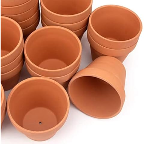 [26 Pack] 4" Planter Nursery Pots Terracotta Pot Clay Pots Clay Ceramic Pottery Cactus Flower Pots Succulent Nursery Pots Garden Terra Cotta Pots with Drainage Hole (26) Cover