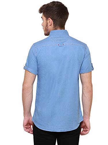 Image of Kuons Avenue Men's Half Sleeve Smart Casual Denim Shirt | Jeans Shirt for Men