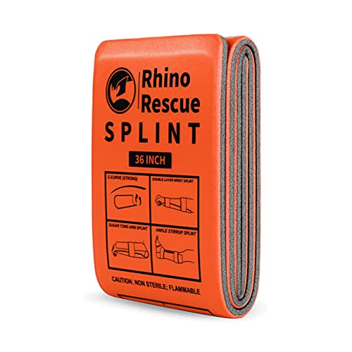 RHINO RESCUE Erste-Hilfe-Schiene 36" X 4.3" Orange-Grau, hält Knochen in Position, Gefaltet Cover