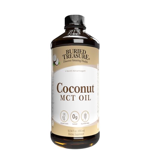 Buried Treasure MCT Coconut Oil for Healthy Brain Function Increased Performance, Keto and Paleo Diet Safe Flash Steamed Medium Chain Triglycerides 16 Ounce (Pack of 1)