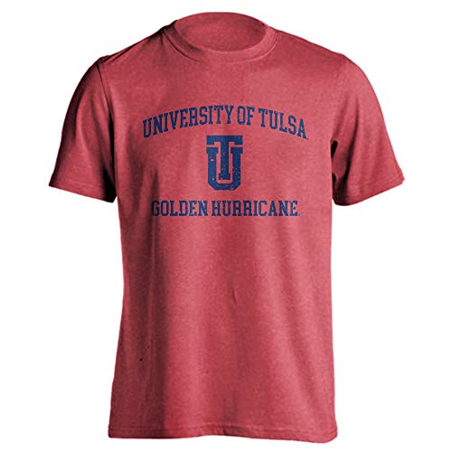 Tulsa Golden Hurricane Distressed Retro Vintage Short Sleeve T-Shirt (Red Heather, S)