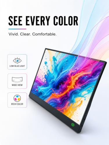 Image of Portable Monitor, 15.6'' 1080P USB C HDMI Portable Second External Monitor