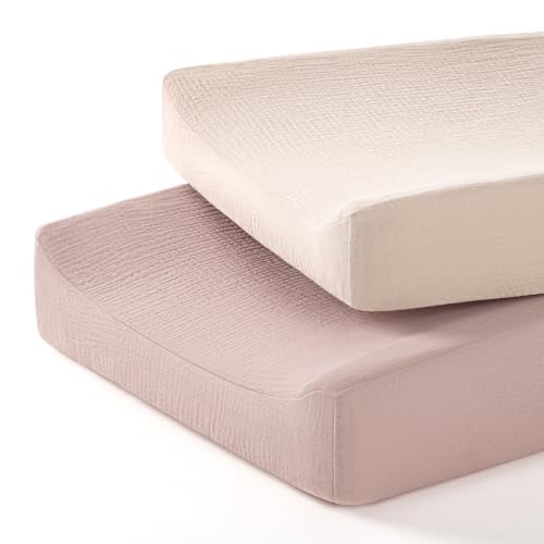 Image of lulumoon Baby Changing Pad Cover: Muslin Diaper Changing Table Pad Cover - Changing Pad Sheets for Girls Boys