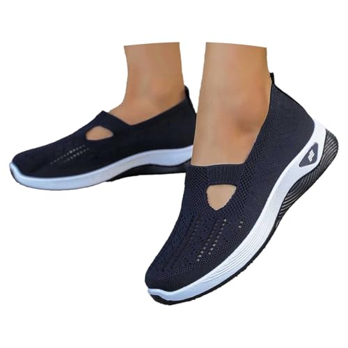Orthowalk Womens Shoes Woven Arch Support Slip-On Sneakers Breathable Soft Indoor Outdoor Casual Walking Anti-Skid Sport Shoe2