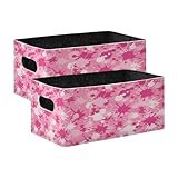 YETTASBIN Pink Camo Felt Storage Baskets with Handle, Collapsible Open Storage Bin Drawers Storage Box for Shelf Closet Office Bedroom Nursery...
