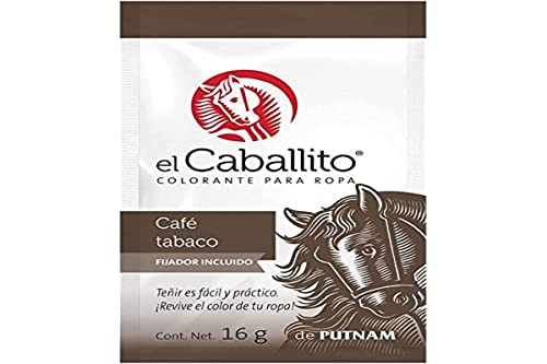 el Caballito, el único Colorante en Polvo para ropa color Café tabaco ¡Revive y cambia el color de tu prenda favorita! Sobre con 16g