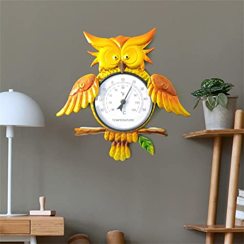 Innen- und Außenthermometer, Eulen Wandthermometer aus Metall, Temperatur Thermometer, Dekoratives Wetterthermometer, Außenthermometer für Garten, Terrasse, Hof, Gewächshaus, Schuppen, Zuhause – Bild 4