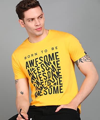 Image of Urbano Fashion Men's Graphic Printed Round Neck Half Sleeve Slim Fit Cotton T-Shirt