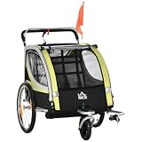 HOMCOM Rimorchio Bici per Bambini e Passeggino Design 2 in 1, Giallo