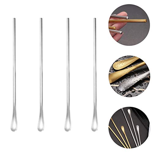 Cabilock 4 peças de palito de agitação de café em aço inoxidável colher de chá, bebida agitador de b