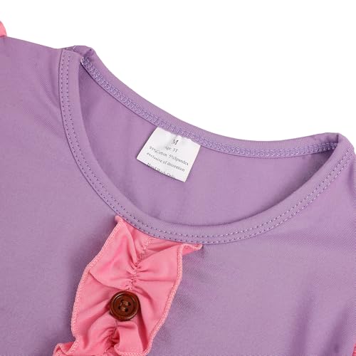 Toddler Girls Cotton Princess Dress Multi-Color Flutter Sleeve Summer Outfits 3-8Y2