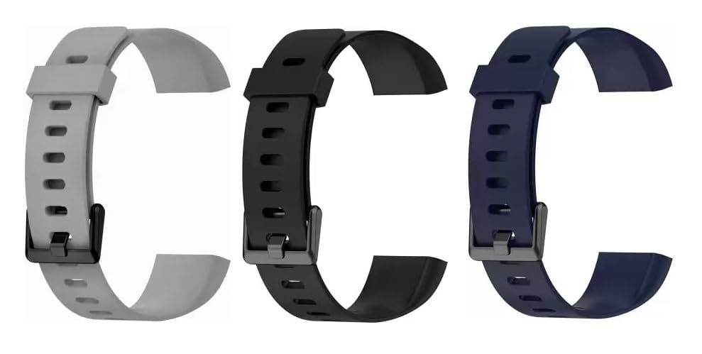 AIFEI Compatible with Realme Smart Band 2022 Silicone Realme Band Bracelet RMA183 Strap with Black Metal Buckle Stylish (Tracker Not Included) Set of 3