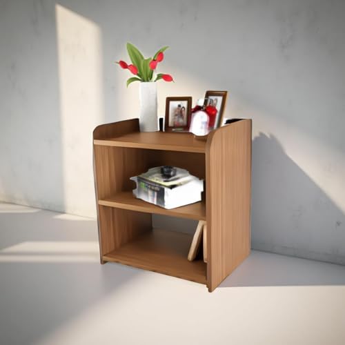 Image of MATTERHORN Engineered Wood Bedside Table, End Table, with Shelfs for Storage (DIY, 53 x 43 x 25cm,MOBT-93102 Almond Beige)