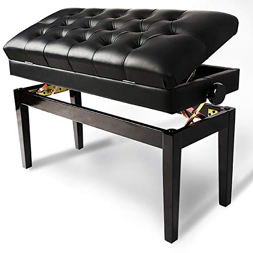 TEmkin Tabouret de Piano, Banc de Piano réglable en Bois Massif, Banc de Piano Double en Bois, Tabouret de Piano de Luxe, avec Compartiment de Rangement et siège rembourré en Cuir - Les Beatles, Paul McCartney, John Lennon, RIngo Starr, George Harrison TEmkin Tabouret de Piano, Banc de Piano réglable en Bois Massif, Banc de Piano Double en Bois, Tabouret de Piano de Luxe, avec Compartiment de Rangement et siège rembourré en Cuir