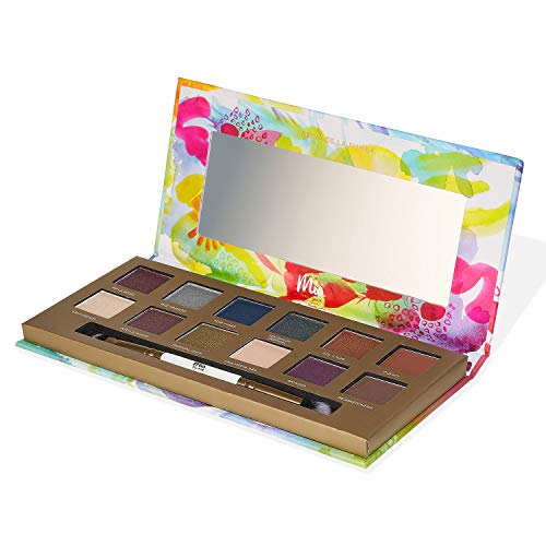 'Life Is A Fiesta' Eyeshadow Palette + Dual Ended Brush - 12 Bold And Versatile Tones: Shimmery & Matte Hues. Vegan And Clean Skin Care. #TOP1