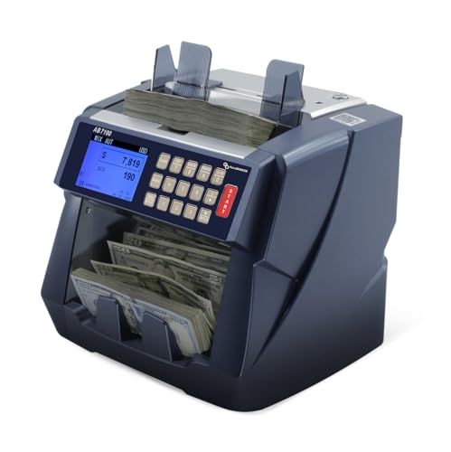 Image of AccuBANKER AB7100 Mixed Bill Value Counter, Bank Grade Mixed Denomination Cash Money Counter Machine, 5-Point Counterfeit Detector, Count Add, Holds 500 Bills Count 1200 Bills /Min