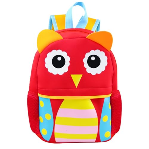 Cute Owl Toddler Backpack for Girls – Lightweight Preschool Daycare Bag with Side Pockets – Red Animal Design for Ages 2–5 – Soft, Durable, and Adjustable Straps