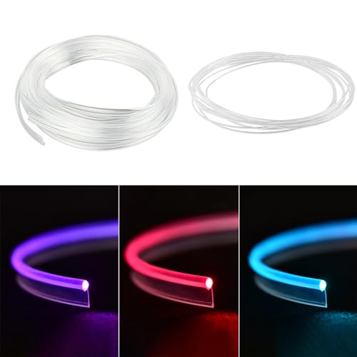 Image of Fiber Optic for Car Interior Light, 197 Inch 3mm Transparent Skirt Side Glow Light Guide Cable, Car Ambient Lighting Extension Fiber Optic with Skirt