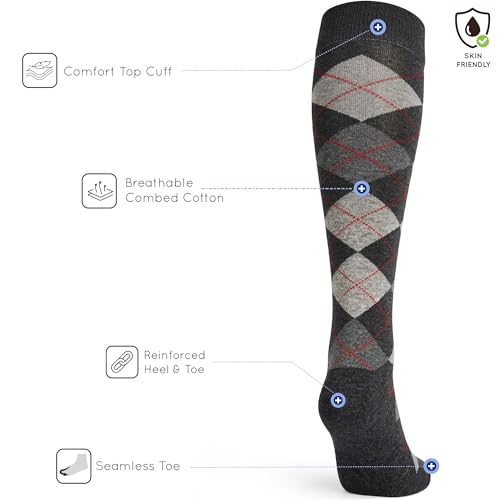 Image of Mysocks Unisex Knee High Long Socks Argyle