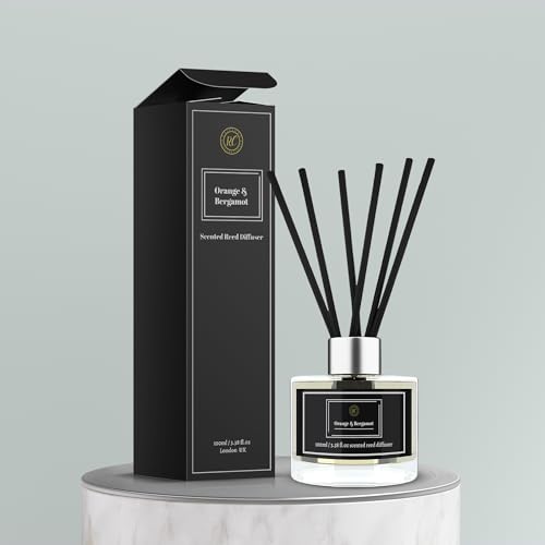 Image of Revitalise spaces with our 100ml Glass Reed Diffuser | A fusion of Orange & Bergamot | 8 rattan sticks release a long-lasting fragrance | perfect for bedroom, living room, bathroom, kitchen and office