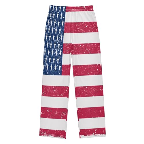 visesunny Boys' Pants USA Flag Jogger Pants Elastic Waist Long Bottoms Trousers with Pockets S