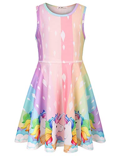 LaBeca Girls Dress Sleeveless Long Sleeve Kids Toddler Little Big Girl Unicorn Mermaid Casual Dresses