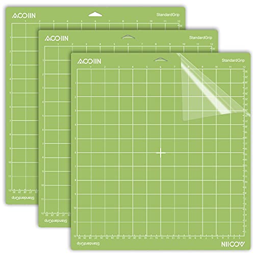 AOOIIN 12 x 12 inch StandradGrip Cutting Mat for Cricut Explore One/Air/Air 2/3/4/Maker/Maker 3/Maker 4 Adhesive Non-Slip Cut Mats Replacement Accessories for Cricut, 3 Pack