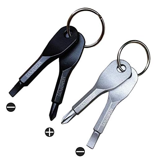 SANJINFON Pocket Screwdriver Set: Flat Head & Small Phillips Head, 2pcs Black & 2pcs Silver, EDC Keychain Tool, Best Men's Gift 2023