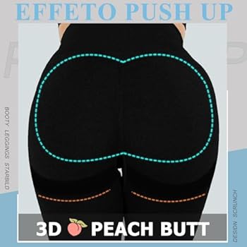 Push Up Sportlegging voor dames, sportbroek, ondoorzichtig, scrunch, platte buik, anti-cellulitis, billen, yogabroek, naadloos, butt lift, panty voor joggen, fitness, Blauw, XL