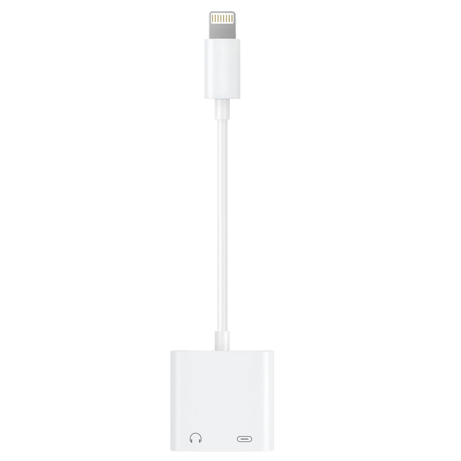 Photo 1 of [MFi Certified] 2-in-1 Lightning to 3.5mm Audio & Charger Splitter for Headphones & Fast Charge, Compatible with iPhone 14/13/12/11/X/8/iPad - Car AUX, Gaming, Live Streaming, Work & Travel (1, White)