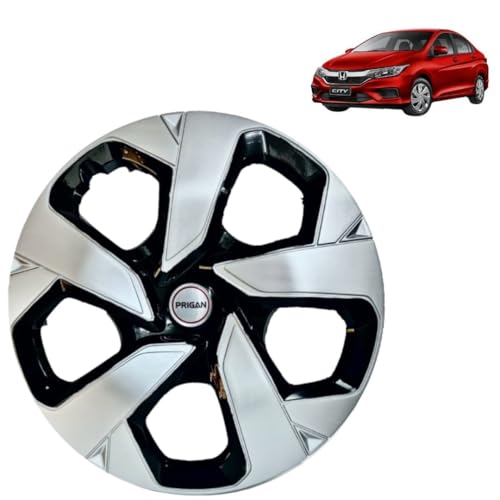 Image of Prigan City Black Silver Wheel Cover 15 inch for Honda City (Set of 4 Pcs) (Press Fitting) Model- Punch Reverse 15