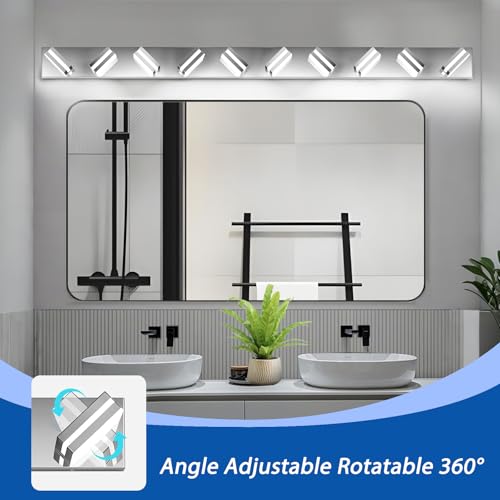 Image of IZORRO LED Modern Bathroom Lights Fixtures(10-Light,Dimmable),Chrome Acrylic Wall Lighting,Vanity Lights for Bathroom Over Mirror - 6000k 40In （No Assembly Required）