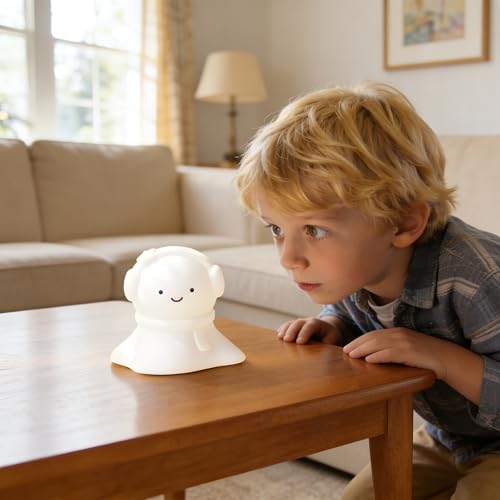 Image of Snow Baby Silicone Night Light - Rechargeable, Adjustable Brightness and Timer Function, Suitable for Children's Rooms and Bedrooms, Great Gift for Festivals