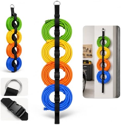 Extension Cord Organizer Strap, 47.2 Inch Adjustable Garage Storage Strap with Wall Hanging Cord Holder for Extension Cords, Garden Hoses, Cables, RV, Workshop and Shed Organization (Black1 Pack) image 5