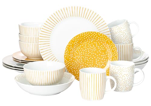 Waterside- 20pc Betsy Dinner Set Amber Yellow