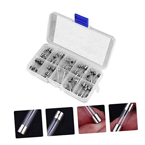 Operitacx kit surtido de 60 fusibles de tubo de vidrio de acción rápida con estuche plástico durable para protección de circuito automotriz y eléctrica miniatura 5