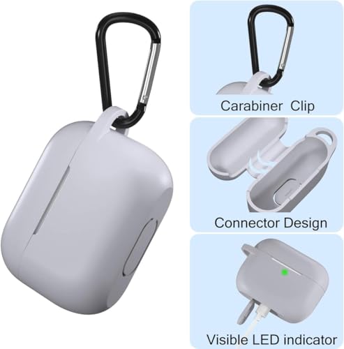 Image of EDNITA Airpods Pro 2 Case Compatible with Airpod 2 Pro & Airpods Pro, Earphone Case Cover Keychain | Shock Ressitant Full Protection LED Visible (Grey)