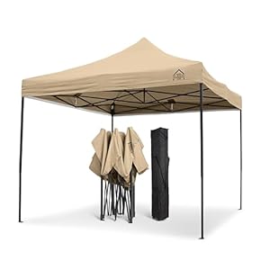 All Seasons Gazebos Duurzaam vouwpaviljoen en voortent, volledig waterdicht, hoogwaardig, voor een snelle opbouw, 3 x 3 m verkrijgbaar (beige)