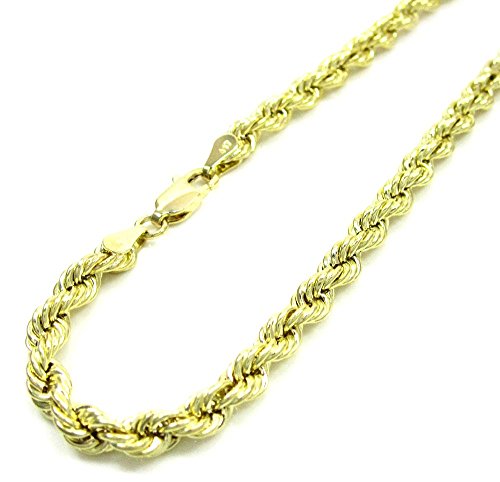 14 K Yellow Gold Rope Chain Diamond Cut Chain Pendent Necklace 4 MM 18 20 22 24 26